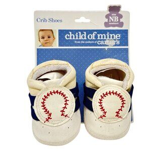 Child Of Mine By Carters Newborn Crib Shoes With Baseball Design & Navy Accents